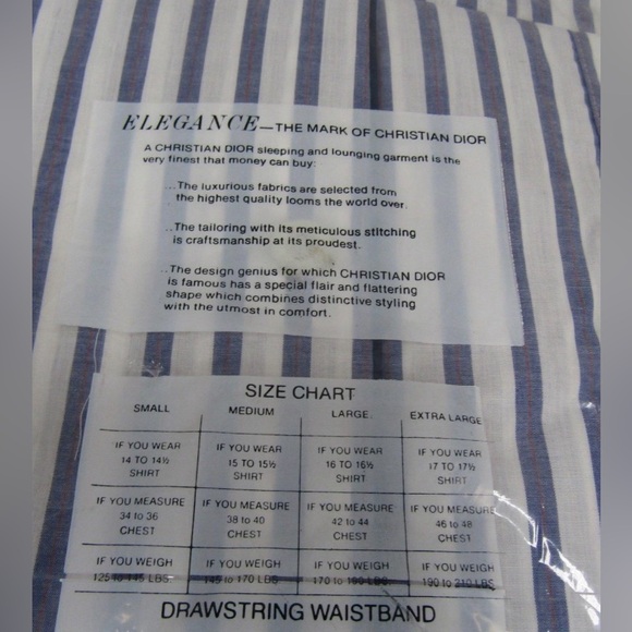 Vintage NWT 80’s Dior Pajamas Blue and white stripe with black edges - Picture 4 of 4
